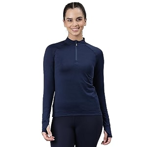 enamor full sleeve high neck medium length pull on dry fit t-shirt for women - slim fit - a310