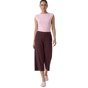 enamor mid rise crop length slip on shop in culotte for women - relaxed fit super soft - e064