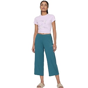 enamor mid rise crop length slip on shop in culotte for women - relaxed fit super soft - e064
