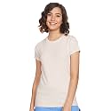 Enamor Short Sleeve Crew Neck Regular Length Basic Crew T-Shirt for Women - Slim Fit, Soft and Breathable Stretch Cotton - E047