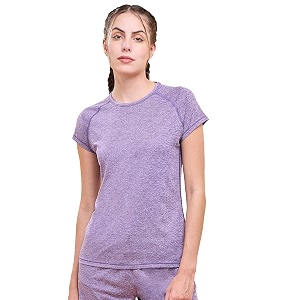 enamor short sleeve scoop neck regular length slim active t-shirt for women - slim fit quick dry antimicrobial - e089