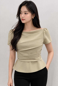 enaya store Formal Puff Sleeve Self Design