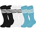 ENBAOHUI 3 Pairs Toddler Soccer Socks Kids Soccer Socks Girls Boys Baby Knee Socks Kids Boys Socks Toddler Kids Tube Socks