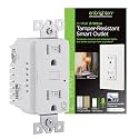 Enbrighten Z-Wave Duplex Outlet, Tamper Resistant, White &amp; Light Almond