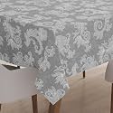 Encasa XO Dining Table Cloth 4 Seater, Chambray Cotton Table Cover