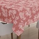 Encasa XO Dining Table Cloth 4 Seater, Chambray Cotton Table Cover