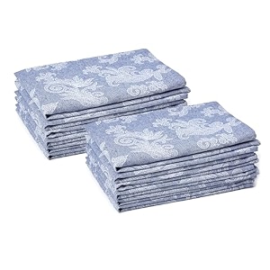 encasa xo jacquard cotton dining table napkins soft absorbent blue