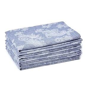 encasa xo jacquard cotton dining table napkins soft absorbent blue