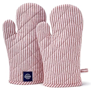 encasa xo oven gloves quilted cooking mitts microwave safe ticking red