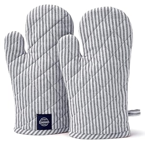 encasa xo oven gloves quilted cooking mitts heat resistant blue