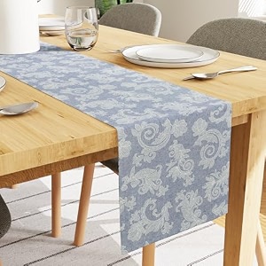 encasa xo floral cotton dining table runner for 4 seater