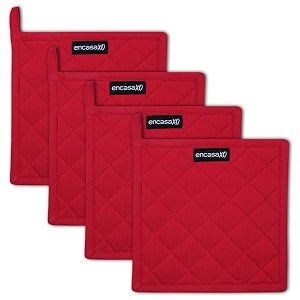 encasa xo cotton pot holders heat resistant kitchen hot pads full red