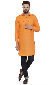 enchanted drapes men solid pathani kurta