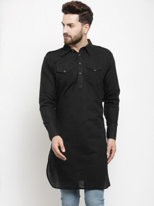 enchanted drapes men solid pathani kurta