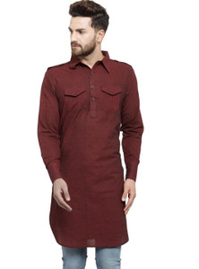 enchanted drapes men solid pathani kurta