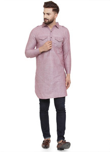 enchanted drapes men solid pathani kurta