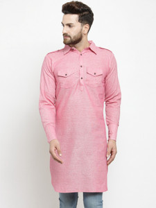 enchanted drapes men solid pathani kurta