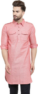 enchanted drapes men solid pathani kurta