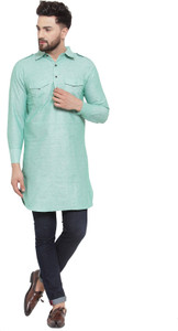 enchanted drapes men solid pathani kurta