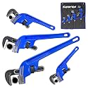 End Pipe Wrench set(8" 10" 14" 18"), Adjustable Cast Iron offset pipe Wrench, Perfect Plumbers Tool for Oil Field, Plumbing, Auto Repair, Construction and Mechanics