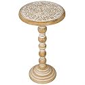 End Table in Solid Mango Wood,Handcrafted Accent Side Table, 12x12x22 Inch