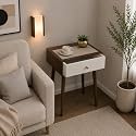 End Table with Storage Rack Wooden Nightstand