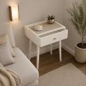 End Table with Storage Rack Wooden Nightstand