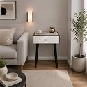 End Table with Storage Rack Wooden Nightstand