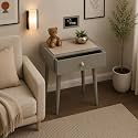 End Table with Storage Rack Wooden Nightstand