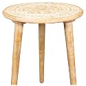 End Tables for Living Room with 3 Legs– SideTables for Small Spaces, Accent Nightstand with Hand-Carved Top &amp; Solid Wood Tables for Living Room, Bedroom, Office – 18x22 White Wash