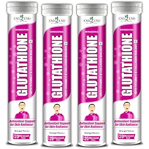 end2end nutrition glutathione with vitamin c hyaluronic acid blueberry grape seed goji beej vitamin e selenium and biotin  collagen builder for for skin glow hydration amp radiance - pack of 4 80 tablets