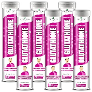 end2end nutrition glutathione with vitamin c hyaluronic acid blueberry grape seed goji beej vitamin e selenium and biotin  collagen builder for for skin glow hydration amp radiance - pack of 6 120 tablets