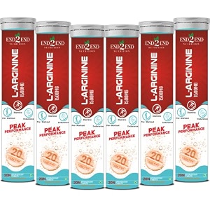 end2end nutrition peak performance l-arginine 1500mg with l-carnitine  boosts nitric oxide production for muscle pump and size gain  improved oxygen flow  strength stamina muscle gain - pack of 6 120 tablets