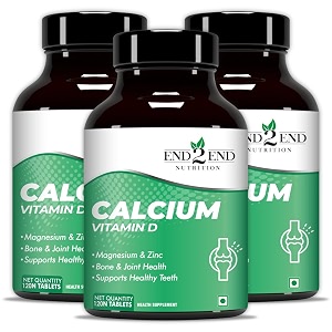 end2end nutrition veg calcium and vitamin d tablets  calcium tablets for women amp men  magnesium zinc supplement with vitamin d to support bones health joints amp immunity - 360 tablets pack of 3