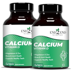 end2end nutrition veg calcium and vitamin d tablets  calcium tablets for women amp men  magnesium zinc supplement with vitamin d to support bones health joints amp immunity - 240 tablets pack of 2