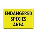 Endangered Species Area Yellow Warning Sign 8"x12", Outdoor Aluminum, Parks Rural Areas, Biologists Drivers Wildlife Conservation High-Visibility Sign