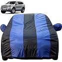 Endeavour Dustproof Car Cover with Mirror Pockets, Royal Blue Stripes, Taffeta Polyster,Triple Stitched, Compatible with Ford Endeavour Car Cover (All Models), Endeavour Car Accessories