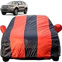 Endeavour Dustproof Car Cover with Mirror Pockets, Red Blue Stripes, Taffeta Polyster,Triple Stitched, Compatible with Ford Endeavour Car Cover (All Models), Endeavour Car Accessories