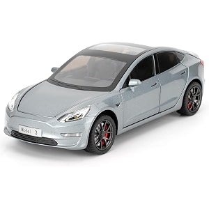 endevi124 scale exclusive alloy metal pull back die-cast car model with sound light mini auto toy for kids metal model toy car with sound and light 124 -tesla model 3- grey