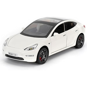 endevi124 scale exclusive alloy metal pull back die-cast car model with sound light mini auto toy for kids metal model toy car with sound and light 124 -tesla model 3- white