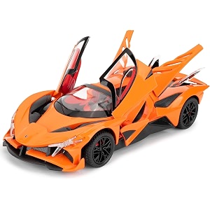 endevi124 scale exclusive alloy metal pull back die-cast car model with sound light mini auto toy for kids metal model toy car with sound and light 124 -apollo intensa -orange