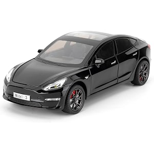endevi124 scale exclusive alloy metal pull back die-cast car model with sound light mini auto toy for kids metal model toy car with sound and light 124 -tesla model 3- black