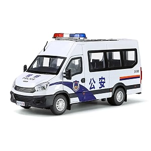 endevi124 scale exclusive alloy metal pull back die-cast car model with sound light mini auto toy for kids metal model toy car with sound and light 124 -scale police van-white