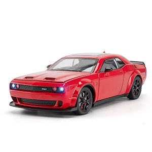 endevi124 scale exclusive alloy metal pull back die-cast car model with sound light mini auto toy for kids metal model toy car with sound and light 124 dodge challenger-red