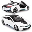 endevi1:24 Scale Exclusive Alloy Metal Pull Back Die-cast Car Model with Sound Light Mini Auto Toy for Kids Metal Model Toy Car with Sound and Light (1.24 BWM I8-Multicolor)