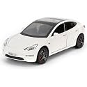 endevi1:24 Scale Exclusive Alloy Metal Pull Back Die-cast Car Model with Sound Light Mini Auto Toy for Kids Metal Model Toy Car with Sound and Light (1.24 -Tesla Model 3- White)