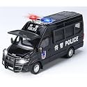 endevi1:24 Scale Exclusive Alloy Metal Pull Back Die-cast Car Model with Sound Light Mini Auto Toy for Kids Metal Model Toy Car with Sound and Light (1.24 -Scale Police Van-Black)