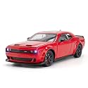 endevi1:24 Scale Exclusive Alloy Metal Pull Back Die-cast Car Model with Sound Light Mini Auto Toy for Kids Metal Model Toy Car with Sound and Light (1.24 Dodge Challenger-RED)