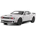 endevi1:24 Scale Exclusive Alloy Metal Pull Back Die-cast Car Model with Sound Light Mini Auto Toy for Kids Metal Model Toy Car with Sound and Light (1.24 Dodge Challenger-White)