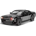 endevi1:24 Scale Exclusive Alloy Metal Pull Back Die-cast Car Model with Sound Light Mini Auto Toy for Kids Metal Model Toy Car with Sound and Light (1.24 Dodge Challenger-Black)